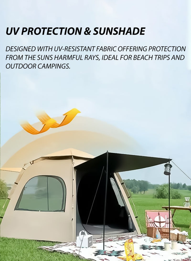 Toshionics Automatic Family Camping Tent 4-6 Person Waterproof Cabin Tent Easy Setup One-Touch Tent Spacious Size Sunshade Tent Simple Tent Lightweight and Insect Repellent Outdoor Beach Tent with Double Doors and 4 Windows 240x240x160 cm, 4.05 kg  - Image 3