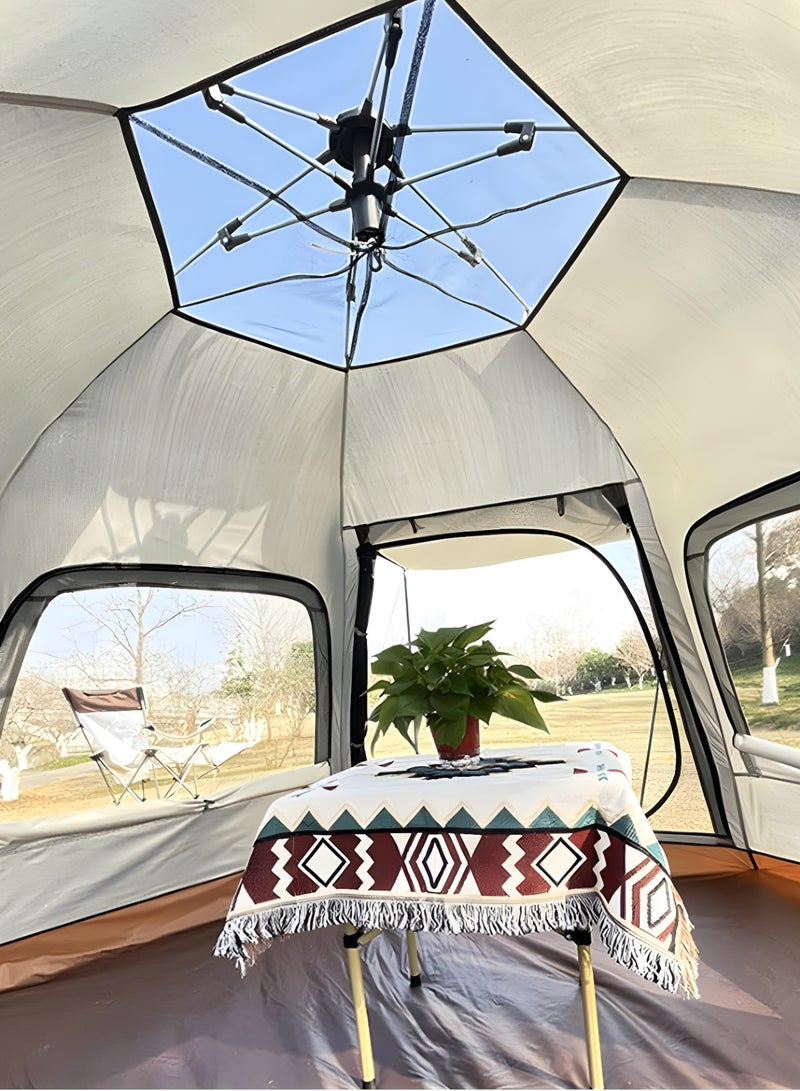 Toshionics Automatic Family Camping Tent 4-6 Person Waterproof Cabin Tent Easy Setup One-Touch Tent Spacious Size Sunshade Tent Simple Tent Lightweight and Insect Repellent Outdoor Beach Tent with Double Doors and 4 Windows 240x240x160 cm, 4.05 kg  - Image 5