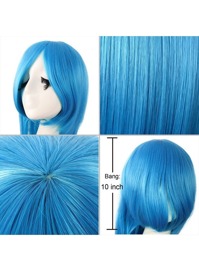 MapofBeauty 40" 100 سم زي أنمي شعر مستعار طويل مستقيم كوسبلاي بارتي ويغ (أزرق سماوي) - Image 5