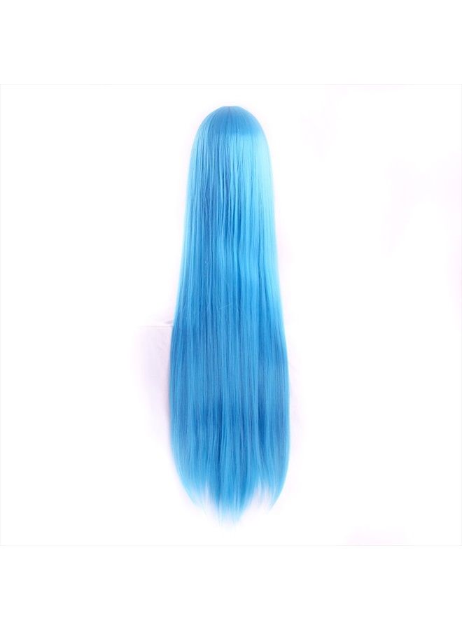 MapofBeauty 40" 100 سم زي أنمي شعر مستعار طويل مستقيم كوسبلاي بارتي ويغ (أزرق سماوي) - Image 3