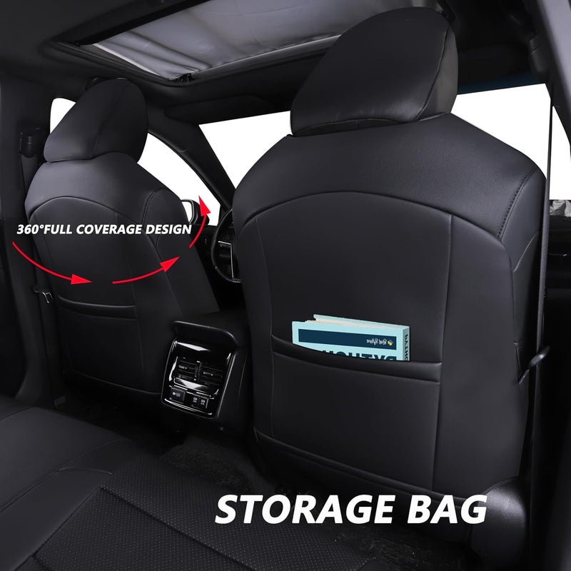 HKZ Custom Fit Leather Seat Covers for Toyota Camry 2018-2024 - Black and Beige - 5-Seats Full Set - Image 5