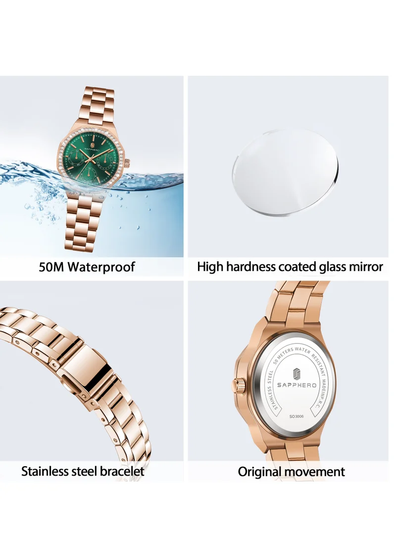 Sapphero  SAPPHERO Watches for Women Luxury Ladies Watches Women's Bracelet Watch Small Stainless Steel Analog 3ATM Waterproof Wrist Watch for Women for Women | Best Price UAE