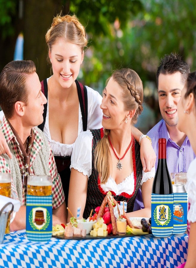 Whaline 12Pcs Oktoberfest Can Cooler Sleeves German Beer Festival Can Cover Insulators Blue White Plaid Bavarian Style Neoprene Thermocoolers for Beverages Bottle Can Munich Oktoberfest Party Supplies - Image 5