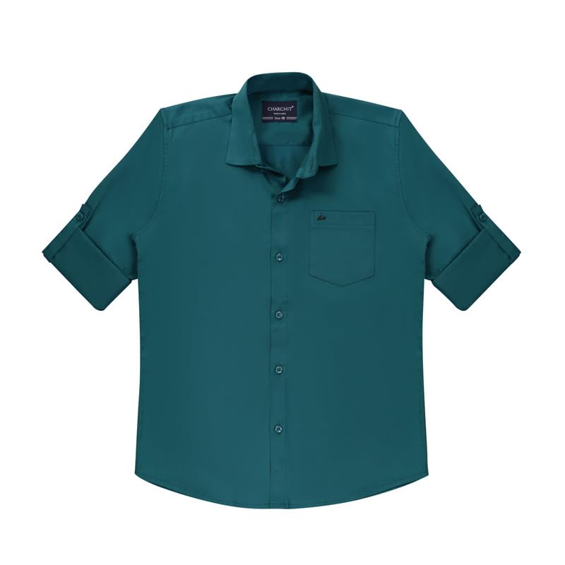 CHARCHIT Boys Full Sleeves Embroidered Solid Shirt - Image 4