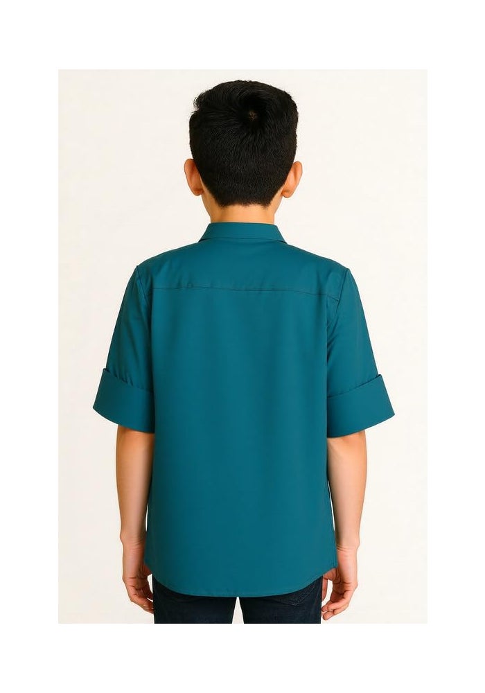 CHARCHIT Boys Full Sleeves Embroidered Solid Shirt - Image 3
