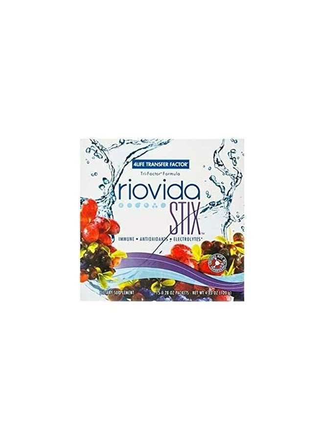 4life 4Life Transfer Factor RioVida Stix Tri-Factor Formula - Support Healthy Immune System with Elderberry, Blueberry, Pomegranate, and Acai - Antioxidant Support - 15 Powder Packs - Image 1