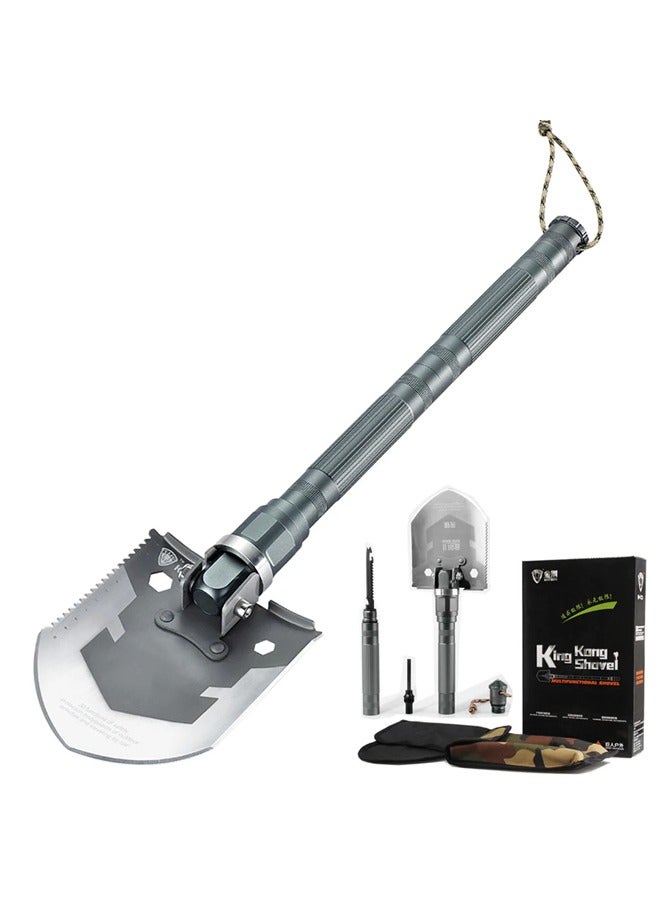 KING KONG Carbon Steel Multifunctional Folding and Detachable Shovel, Equipped with an Axe, Saw, Hammer, Glass Breaker, Screwdriver, Knife, and a Carrying Bag for Camping Trips and Car Emergencies. - Image 1