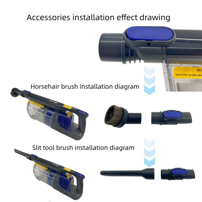 QINAN IX141 Pet Cordless Stick Vacuum Replacement Parts Compatible With Shark Pet Cordless Stick IZ162H IZ163H IZ362H IZ562H IZ140 IZ142 UZ145 Crevice Tool Horse Hair Brush Attachment for D-Shaped Vacuum - Image 5