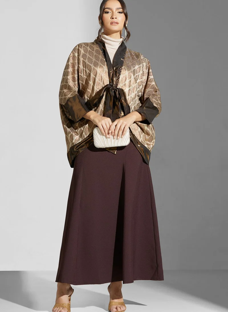 Golden Apple Printed Tie Detail Kimono