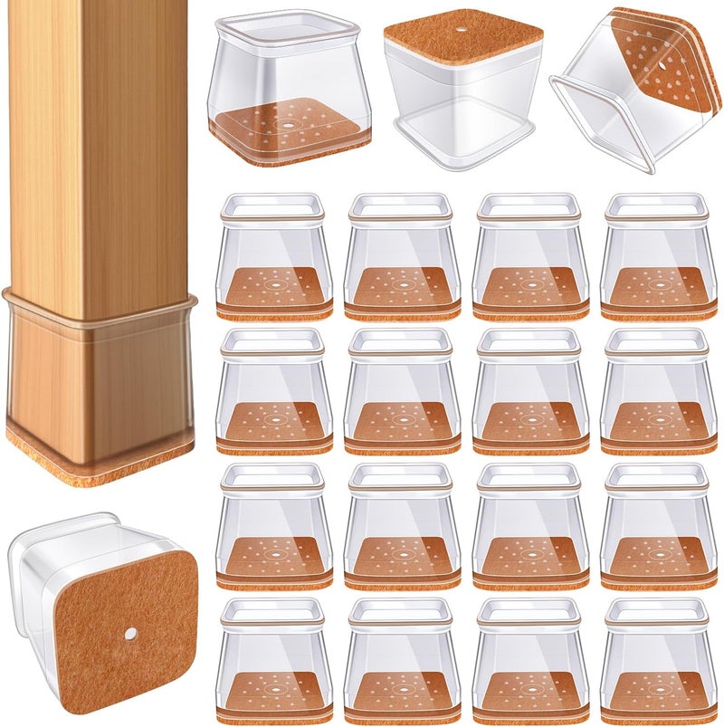 VIUME 24 Pcs Chair Leg Floor Protectors for Hardwood Floors Square Silicone Covers to Protect Wood Tile Floors Felt Pads Furniture Leg Caps Anti-Scratch Reduce Noise (Fit:1-5/8" to 2") - Image 1