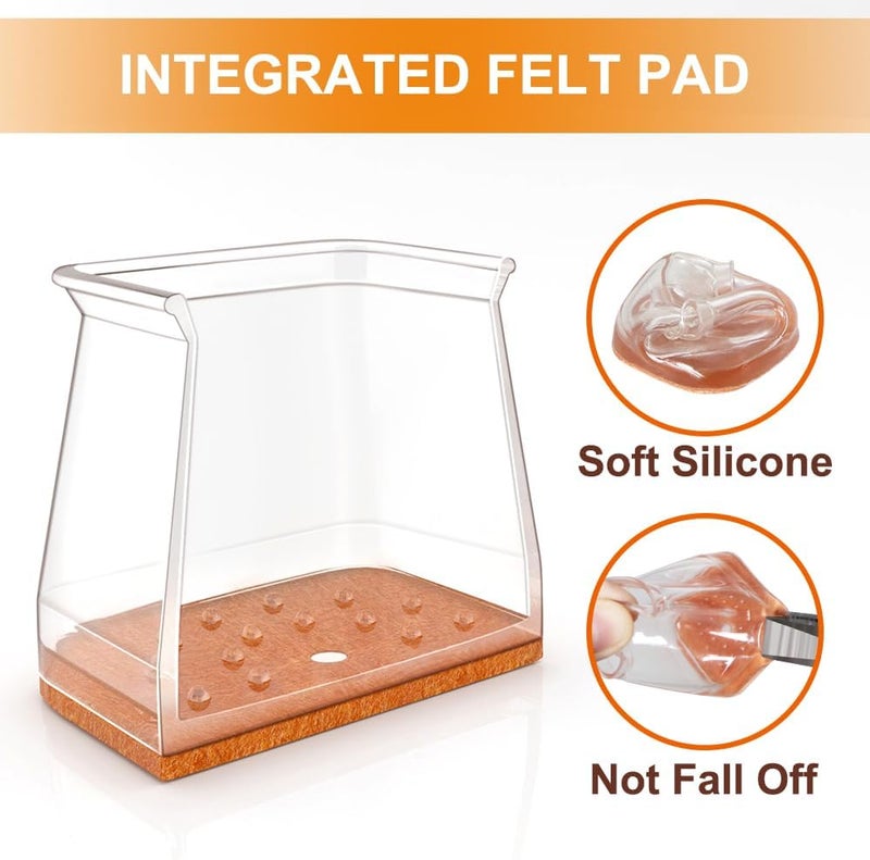 VIUME 24 Pcs Chair Leg Floor Protectors for Hardwood Floors Square Silicone Covers to Protect Wood Tile Floors Felt Pads Furniture Leg Caps Anti-Scratch Reduce Noise (Fit:1-5/8" to 2") - Image 3