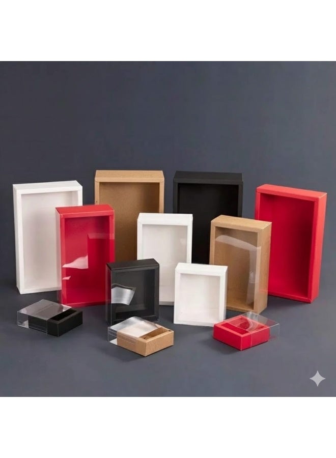 ANUM BY MUNA Luxury Single-Color Pull-Out Gift Box with Transparent Window – Premium Paper Drawer for Holidays, Birthdays, and General Packaging3.26x3.26x1.25 inch - Image 1