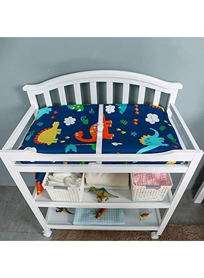 مورو مورو غطاء وسادة تغيير الأطفال - عبوة واحدة ، 16x32 ، ديناصور أزرق ، ستوكات ناعمة مسامية ، تناسب ضمادات التغيير القياسية - Image 4