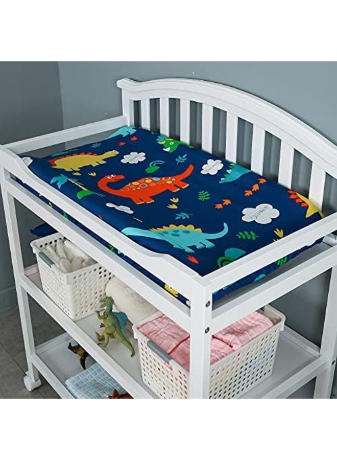 مورو مورو غطاء وسادة تغيير الأطفال - عبوة واحدة ، 16x32 ، ديناصور أزرق ، ستوكات ناعمة مسامية ، تناسب ضمادات التغيير القياسية - Image 5