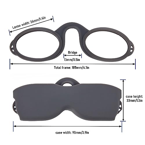 REAVEE Ultra Slim Armless Reading Glasses for Men Women, Small and Flat Readers Compact Pocket Size with Stick-on Case Holder,Grey 2.5 - Image 5