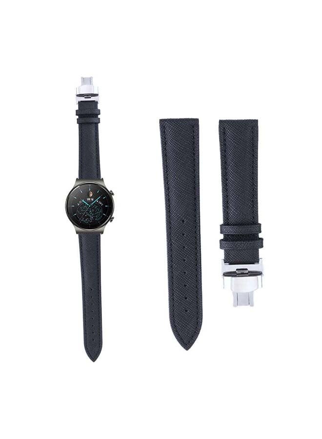 Perfii Genuine Leather Replacement Band For Huawei Watch GT2 Pro 22mm Black - Image 1
