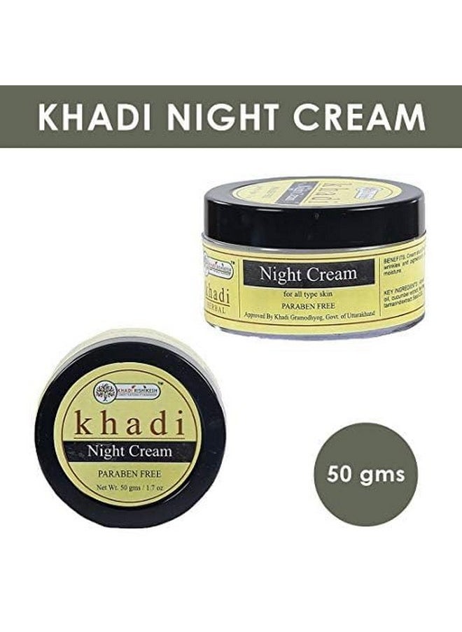 KHADI RISHIKESH - Herbal Night Face Cream For Anti Ageing | Reduces Fine Lines,Wrinkles | Lightens Dark Spots | Uneven Skin Tone|Anti Aging Cream For Women & Men |For Glowing Youthful Skin-50Gm-With Keychain Free - Image 1
