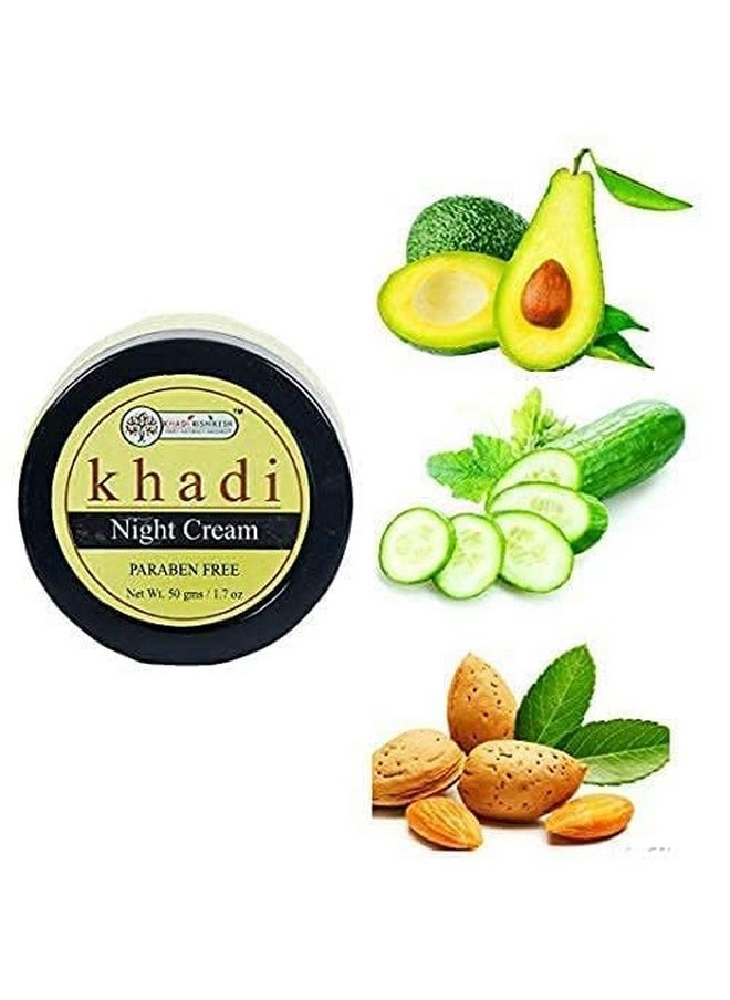 KHADI RISHIKESH - Herbal Night Face Cream For Anti Ageing | Reduces Fine Lines,Wrinkles | Lightens Dark Spots | Uneven Skin Tone|Anti Aging Cream For Women & Men |For Glowing Youthful Skin-50Gm-With Keychain Free - Image 1