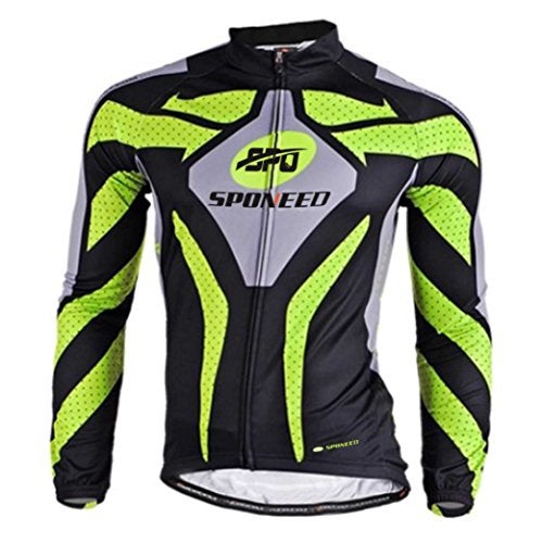 sponeed Men's Road Cycling Jersey Suits Bike Leggings Bicycle Wear Long sleeve Gel padded Pants US S Green - Image 2