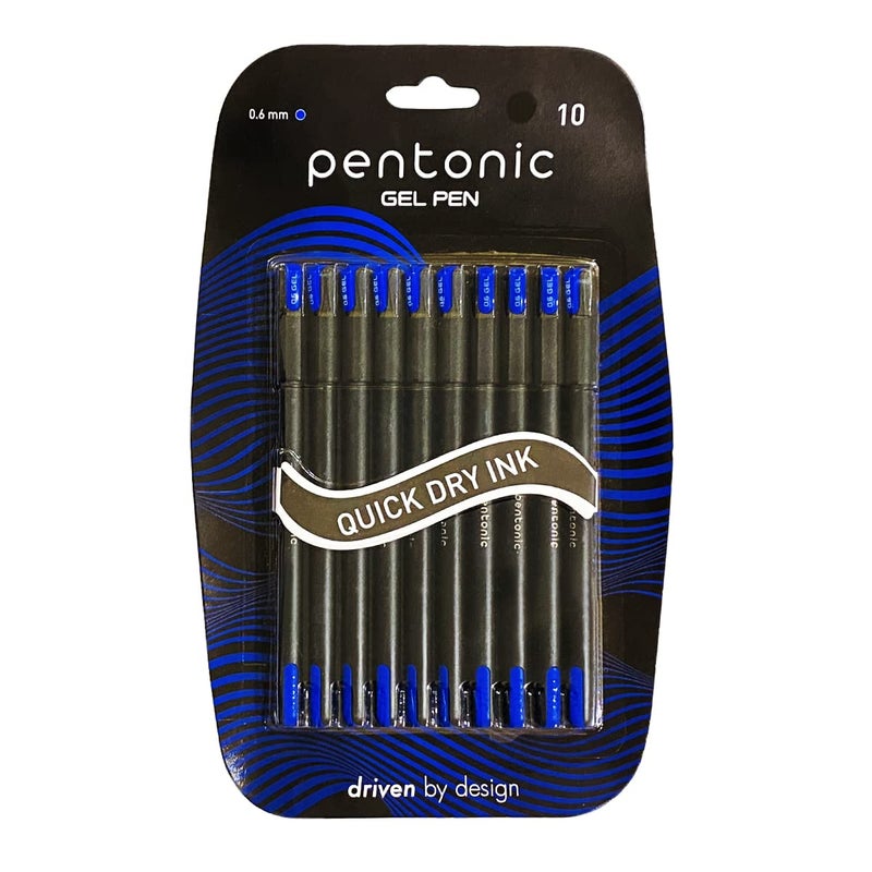 Pentonic 0.6mm Gel Pen & Refill Combo | Black Body | Blue Ink | 10 Pcs Pens with 10 Pcs Refills - Image 2