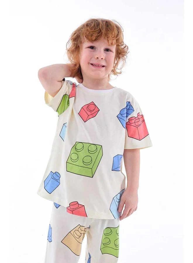 zuzunga Children's Pajama Set with Color Block Pattern