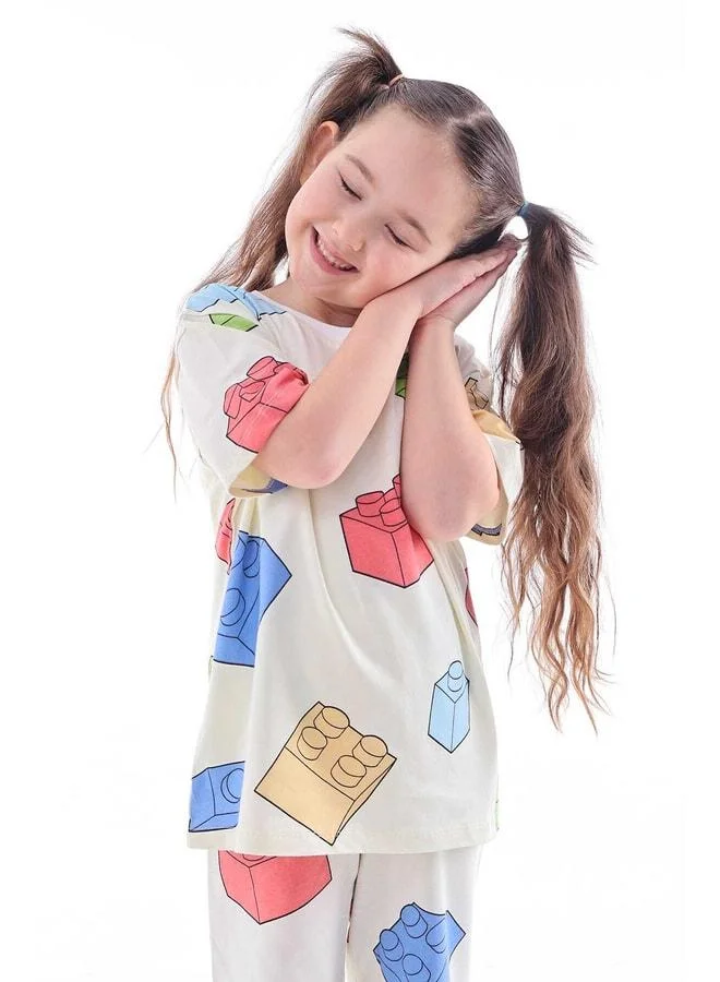 zuzunga Children's Pajama Set with Color Block Pattern