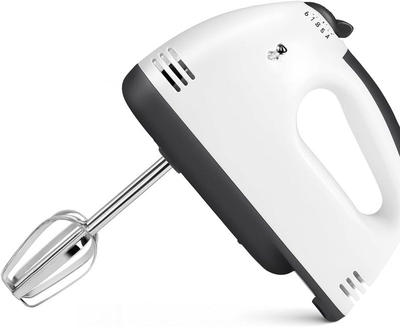 FITTO Electric Hand Mixer 7-Speed, Powerful Handheld Mixer with Turbo Boost, Lightweight and Ergonomic Design, White – Perfect for Baking, Whipping, Mixing and Beating - Image 1