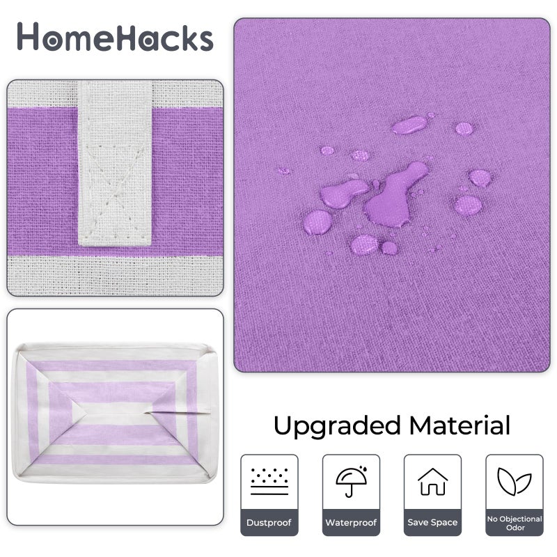 HomeHacks 2 Pack Large Laundry Baskets, Waterproof, Freestanding Laundry Hampers, Collapsible Clothes Hamper with Reinforced Handles in Laundry, College Dorm, Bathroom, Bedroom (Purple, 75Lx2) - Image 5