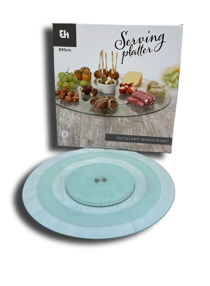 Rotating Glass Serving Round Platter