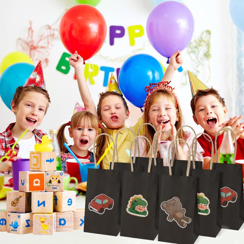 Poever Small Kraft Paper Bags 25 Pack Mini Black Paper Bags 3.5x2.4x6.7 Small Gift Bags with Handles Bulk for Party Favor Business - Image 5
