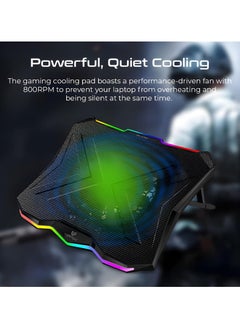 VERTUX Foldable 17 Inch Laptop Cooling Fan Stand with Adjustable Height, Mini LCD Display, Dual USB Port, Built-in Controls and Smart LED Lighting  - Image 2
