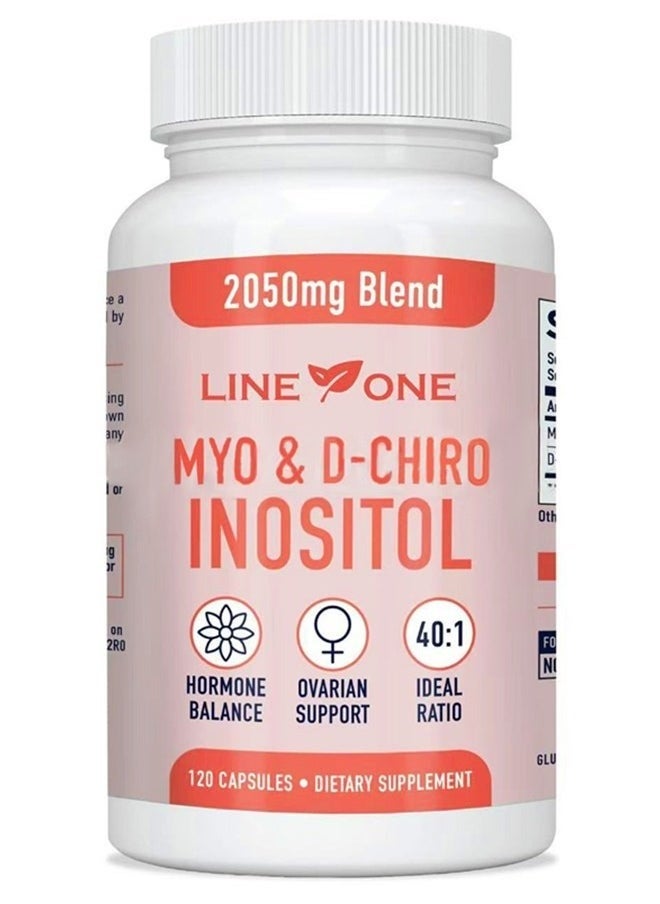 السطر الأول Myo & D-Chiro Inositol 2050 mg، دعم الخصوبة ومتلازمة تكيس المبايض، توازن الهرمونات، مكمل غذائي 120 كبسولة  - Image 1