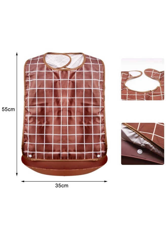 HANNEA® Adult Bibs, Waterproof Adjustable, Long Style with Leakproof Pocket Adult The Eldly Bib Adult Washable Dining Bibs for Men, Women Eating Cloth for Elderly Seniors and Disabled (Brown) - Image 2