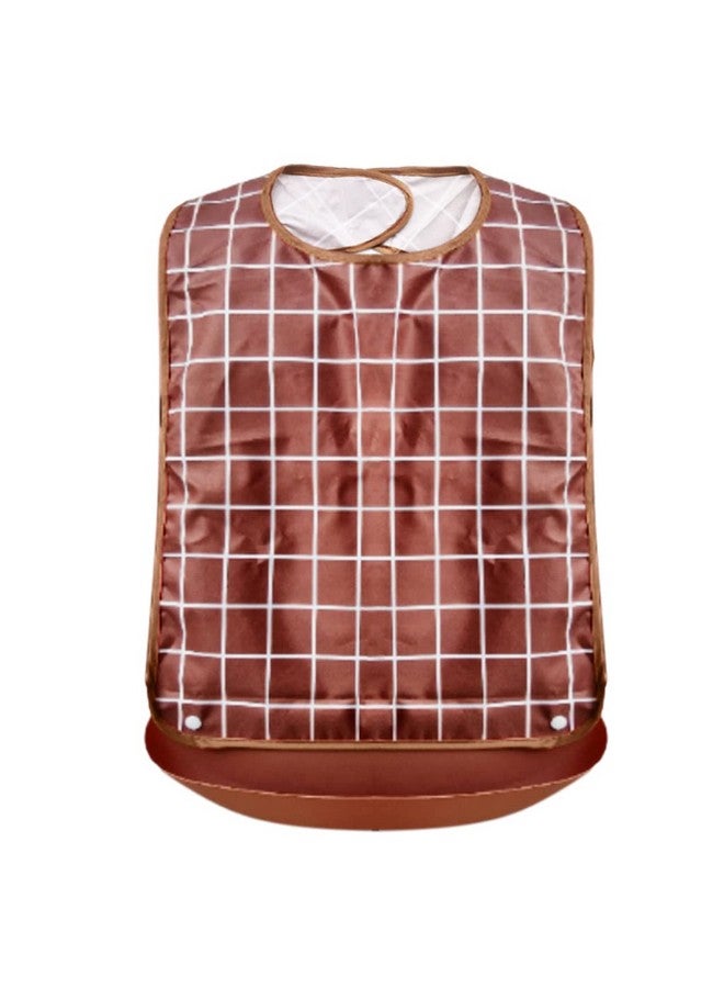 HANNEA® Adult Bibs, Waterproof Adjustable, Long Style with Leakproof Pocket Adult The Eldly Bib Adult Washable Dining Bibs for Men, Women Eating Cloth for Elderly Seniors and Disabled (Brown) - Image 1