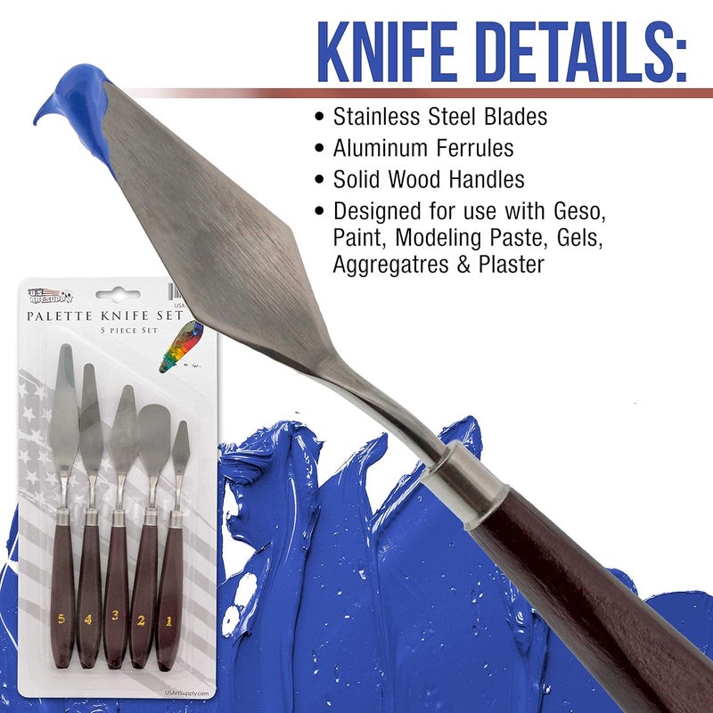 US Art Supply 5 Piece Palette Knife Set - Image 5