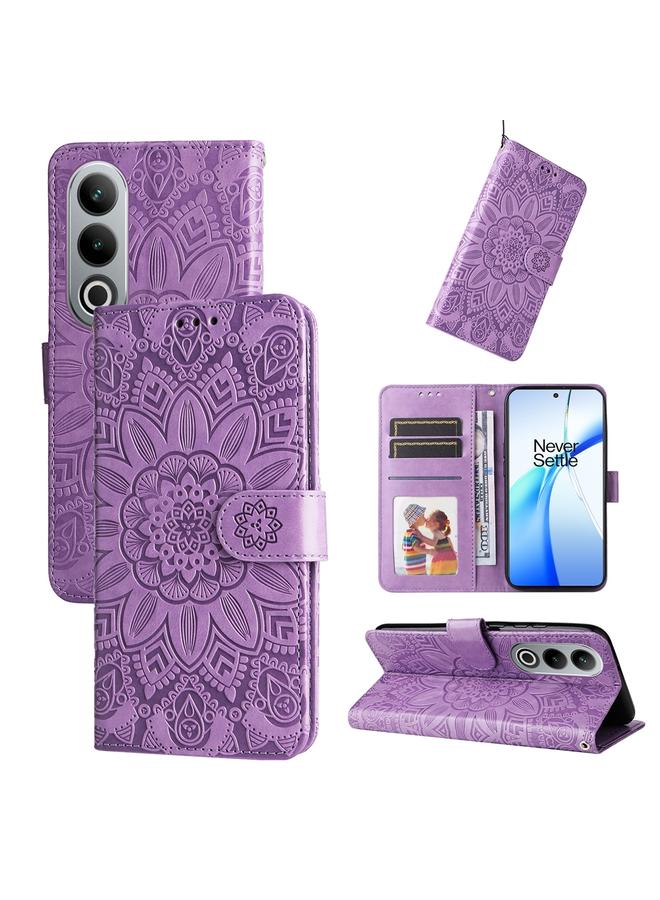 اس-توب جراب لهاتف OnePlus Ace 3V مصنوع من الجلد المنقوش بنقشة دوار الشمس - Image 1