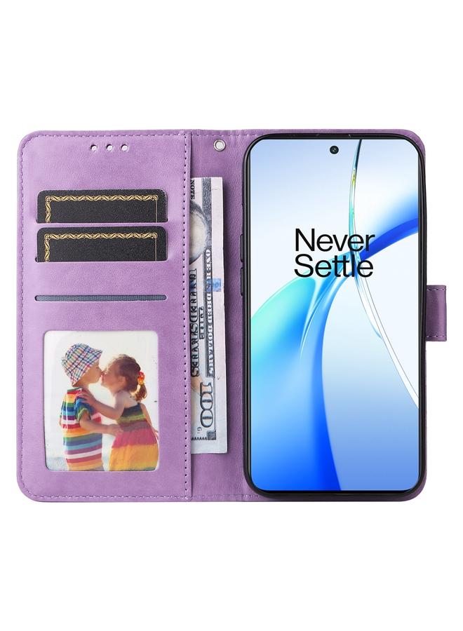 اس-توب جراب لهاتف OnePlus Ace 3V مصنوع من الجلد المنقوش بنقشة دوار الشمس - Image 4