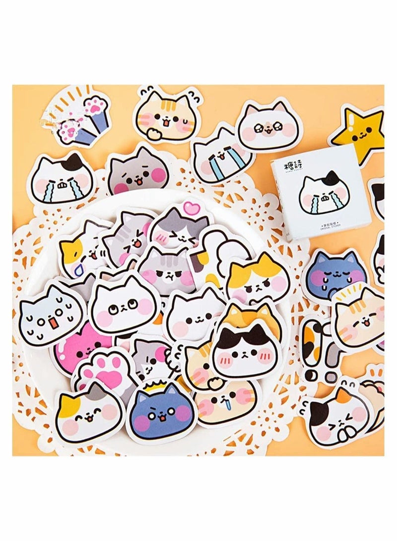 Y&D Cute Boxed Cartoon Cats DIY Decoration Adhesive Paper Shaped Stickers for Laptop Planners, Scrapbook, Cups, Album, Phone Case, Hand Account Sealing Stickers, 45Pcs (Colored Cats)  - Image 1