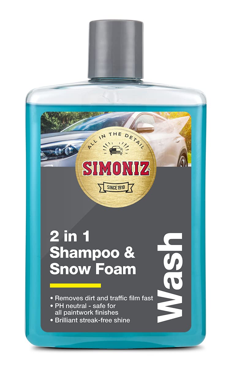 Simoniz SAPP0170A 2 in 1 Shampoo and Snow Foam, Blue, 475ml - Image 1