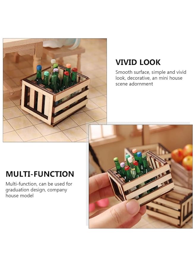 KASTWAVE 3Pcs Miniature Dollhouse Crate Wooden Miniature Milk Crate Fruit Basket Dollhouse Miniature Decoration Micro Landscape Ornament Small Woven Storage Containersfor Fairy Garden Decor - Image 5