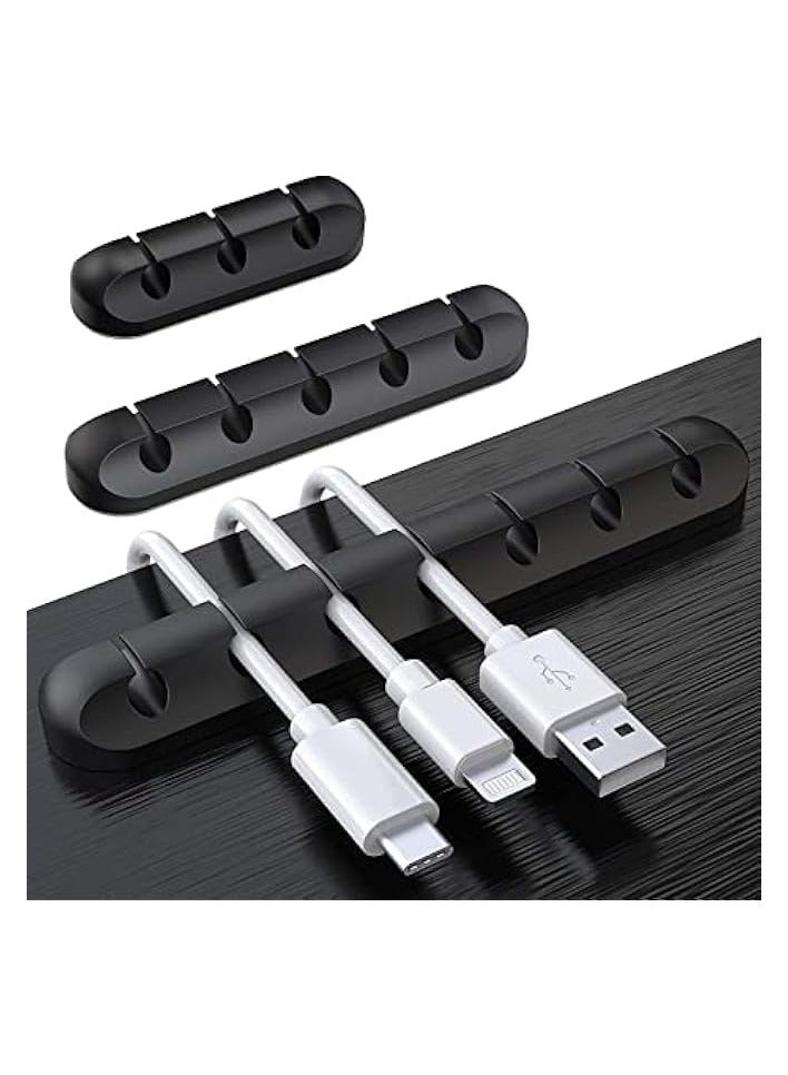 erorex 3Pcs Cable Holder Clips - Desktop Cable Organizer For Management Of Power Cord And Charging Cables - Black - Image 1
