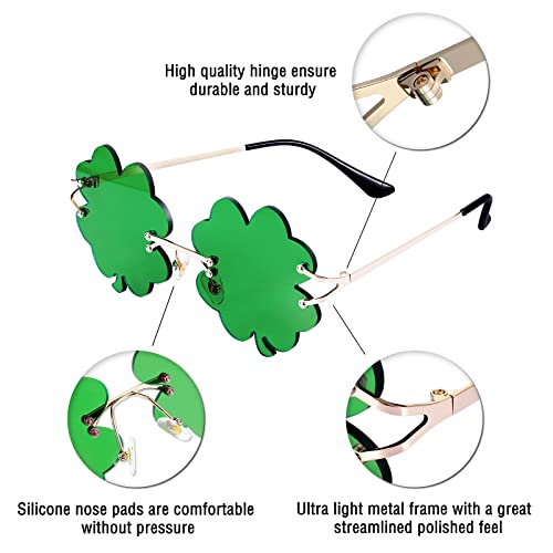 Flutesan 2 Pairs St. Patrick's Day Glasses St. Patrick's Day Accessories Irish Shamrock Sunglasses Decor Party Favors Supplies Green Costume Accessories for Women Men - Image 2