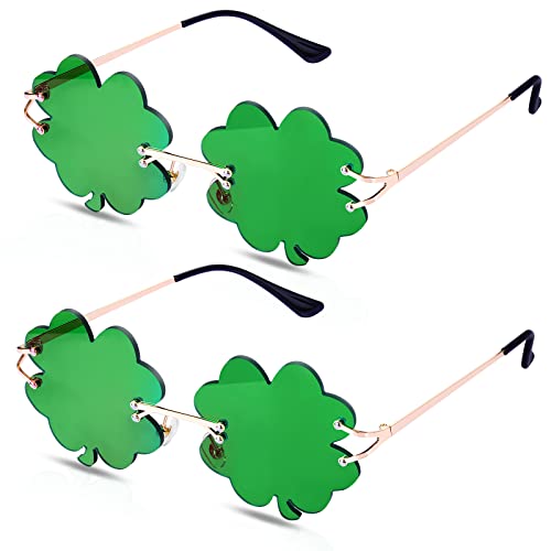 Flutesan 2 Pairs St. Patrick's Day Glasses St. Patrick's Day Accessories Irish Shamrock Sunglasses Decor Party Favors Supplies Green Costume Accessories for Women Men - Image 1
