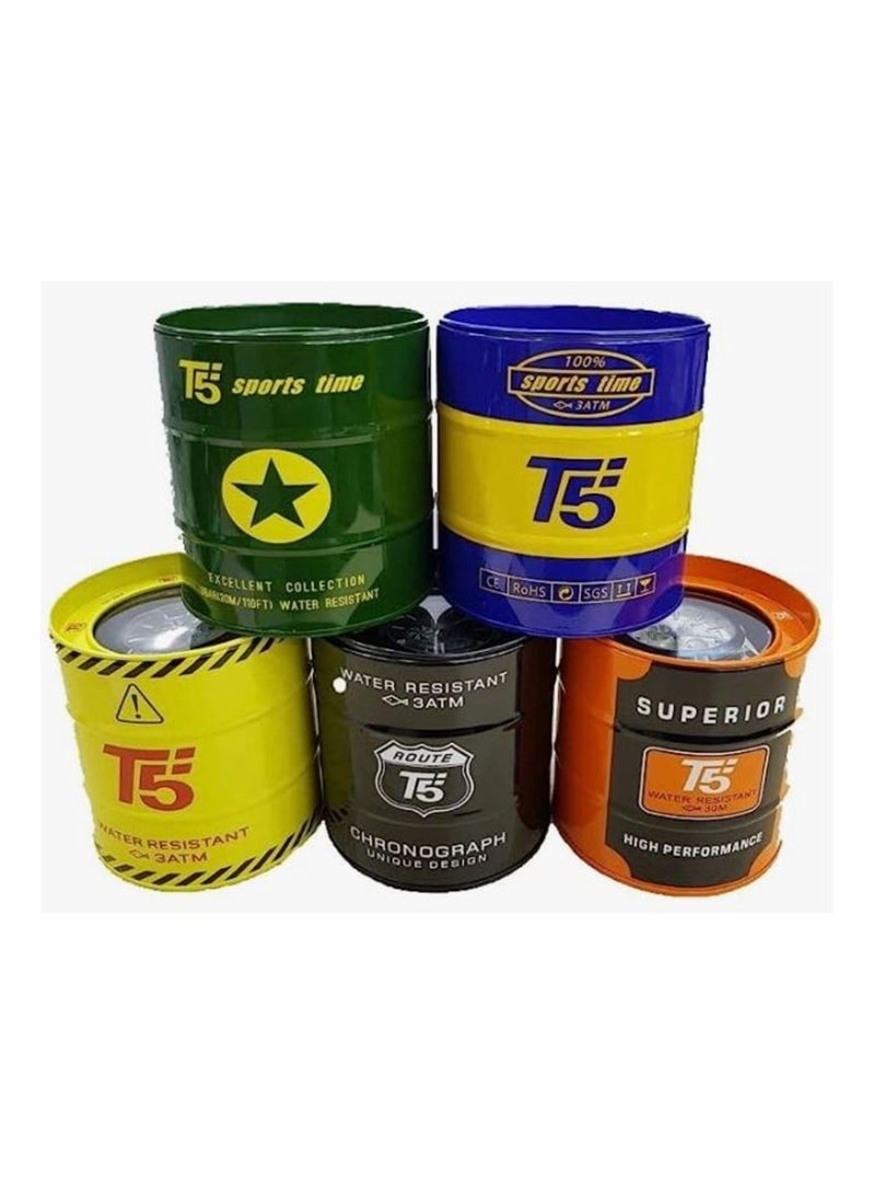 T5 Men's Orange and Blue Chronograph Silicone Strap Watch - Image 3