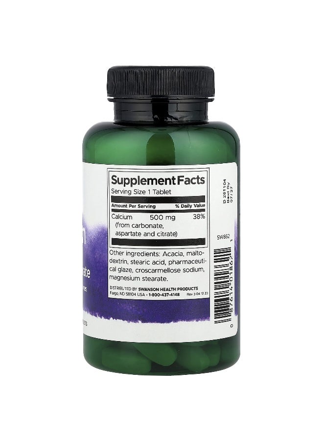 Swanson, Calcium Carbonate, Aspartate & Citrate, 500 mg, 100 Tablets - Image 2