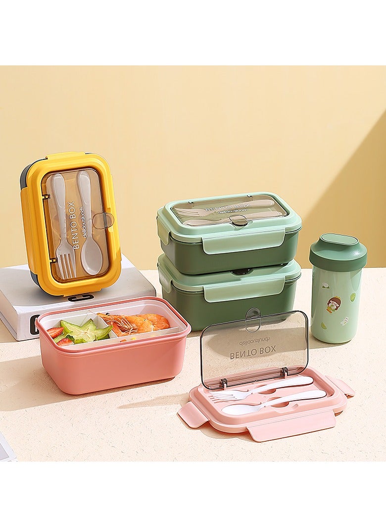 SUMAKA Lunch Box 800ml 2 Compartments Student Sealed Adult With Spoon And Fork Leak Proof Microwavable - Image 5