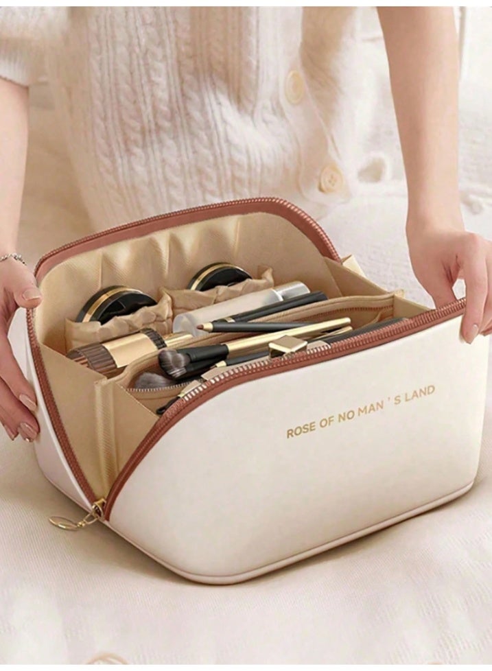 شي إن شنطة مكياج مقاومة للماء PU – حقيبة تنظيم أدوات تجميل بسعة كبيرة – مناسبة للسفر والساعة - Image 1