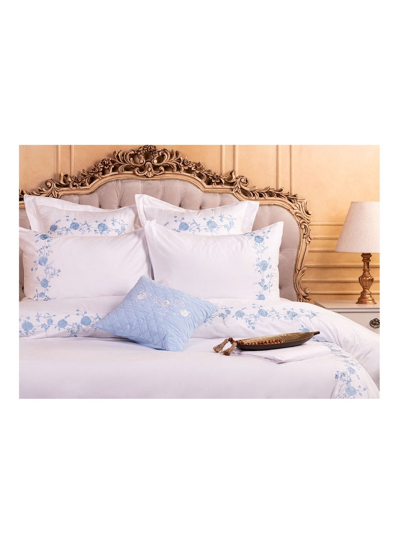 GLINENS Embroidered Bedding Set " Modern Blooms "  Super King Size Crafted From 100% Egyptian Cotton, 400 Thread Count ( 6 Pieces in Set ) - Image 2
