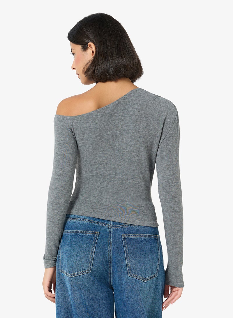 ONLY Casual Long Sleeve One Shoulder Top - Image 2