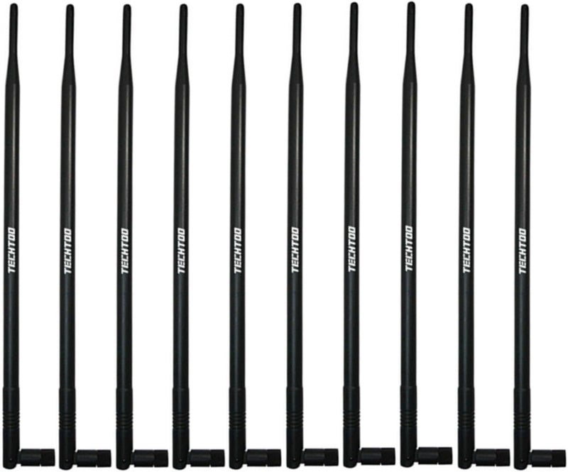 TECHTOO WiFi Antenna 9dBi 2.4Ghz with RP-SMA Plug Connector for Wireless Network Router-USB Wireless Adapter-PCI PCIe Cards-IP Camera-Security Camera-Desktop PC-Range Extender (RP-SMA-10Pack) - Image 1